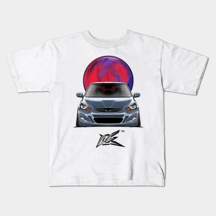 hyundai accent stanced denim blue Kids T-Shirt